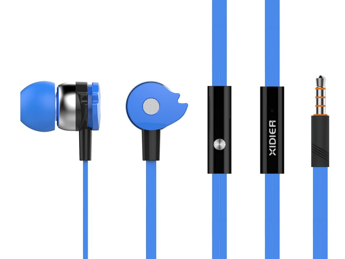 CELEBRAT earphones με μικρόφωνο , 3.5mm, Φ10mm, 1.2m flat, μπλε 644