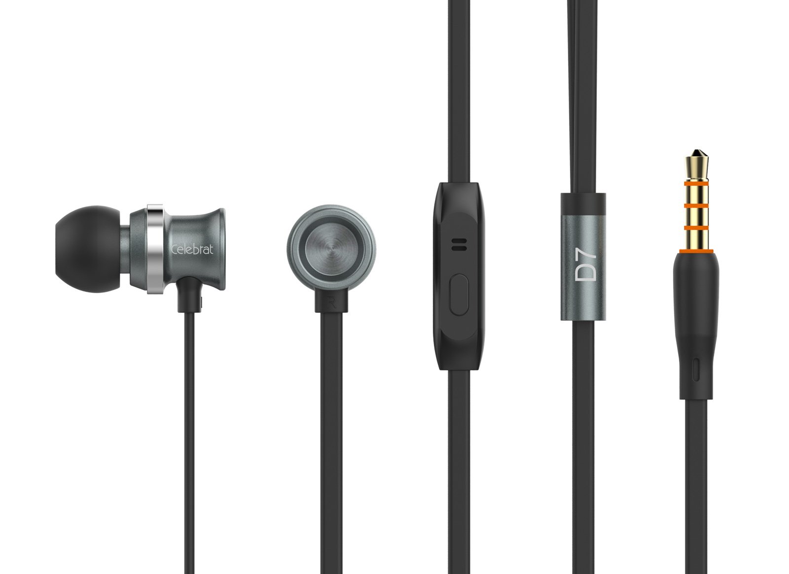 CELEBRAT earphones με μικρόφωνο , 3.5mm σύνδεση, Φ10mm, 1.2m, μαύρα 750