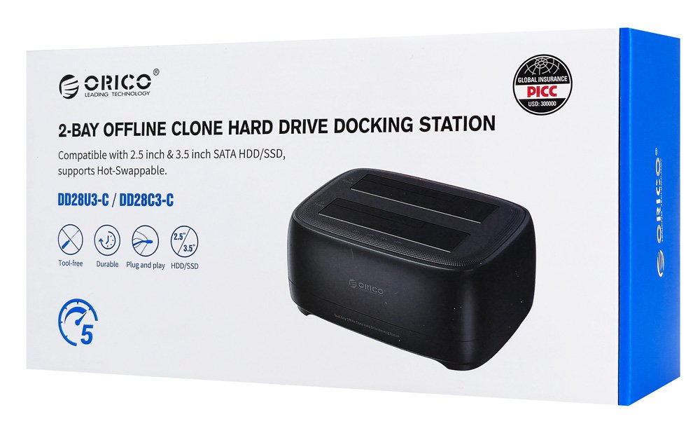 ORICO docking station για 2.5" ή 3.5" SATA HDD/SSD DD28U3-C, 2 θέσεων, 5Gbps, clone function, μαύρο - Image 7