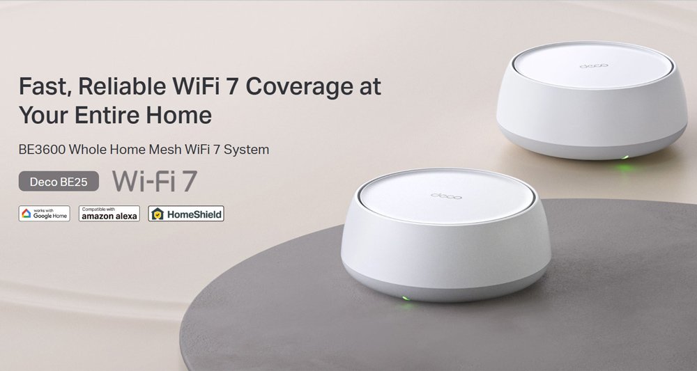 Home Mesh WiFi 7 System Deco BE25, 3600Mbps VE3600, V1.0 Mesh 2