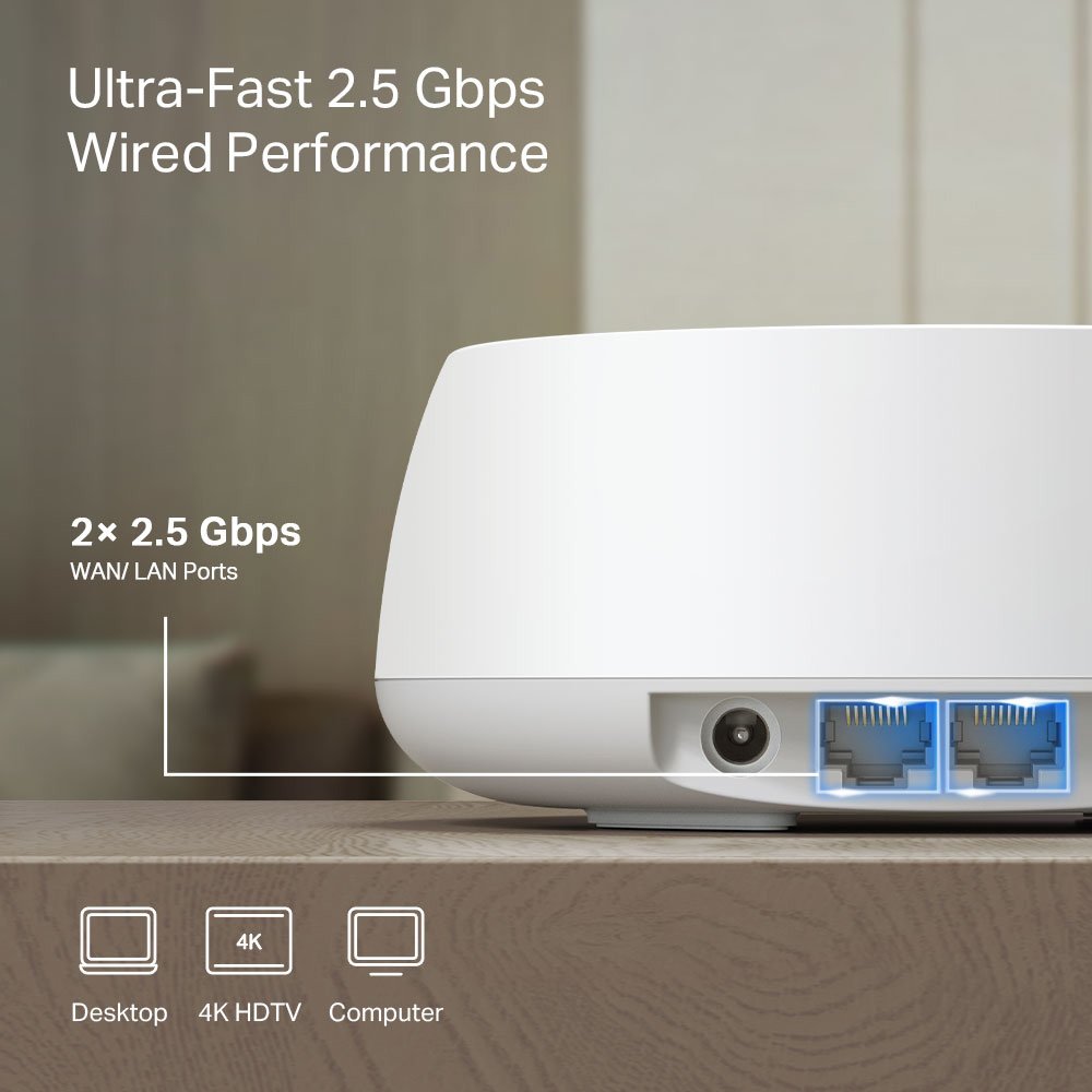 Home Mesh WiFi 7 System Deco BE25, 3600Mbps VE3600, V1.0 Mesh 5