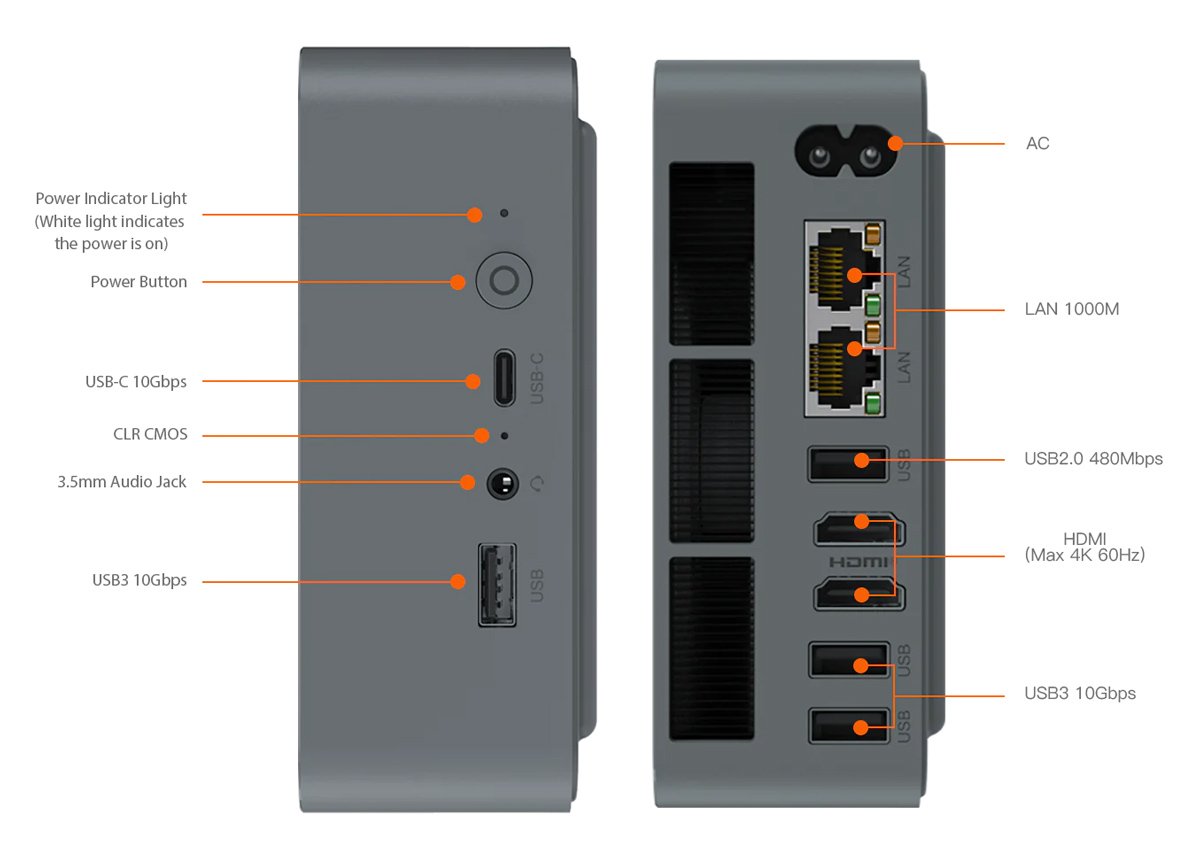 mini PC EQR6, AMD Ryzen 5 6600U, 24GB, 500GB M.2, Windows 11 Pro Mini PC 11
