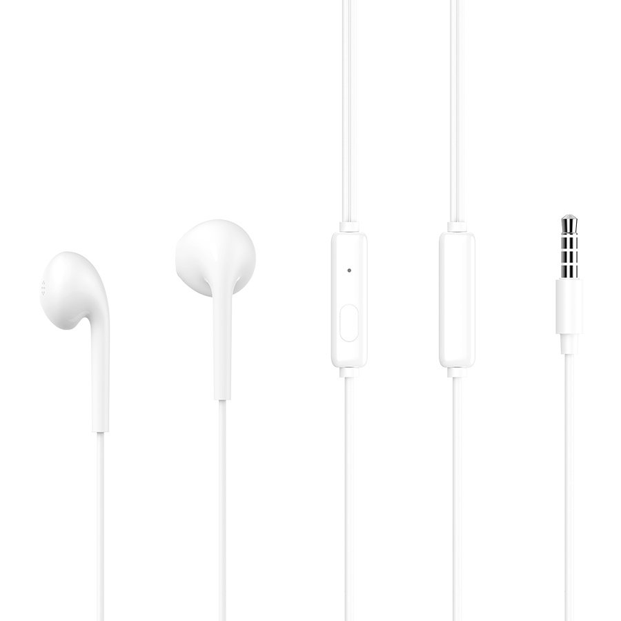 CELEBRAT earphones με μικρόφωνο , 3.5mm σύνδεση, Φ14.2mm, 1.2m, λευκό 1816 - Image 2