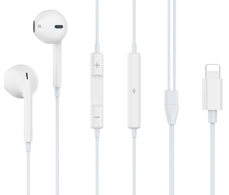 CELEBRAT earphones με μικρόφωνο , Lightning, Φ14mm, 1.2m, λευκά 3259