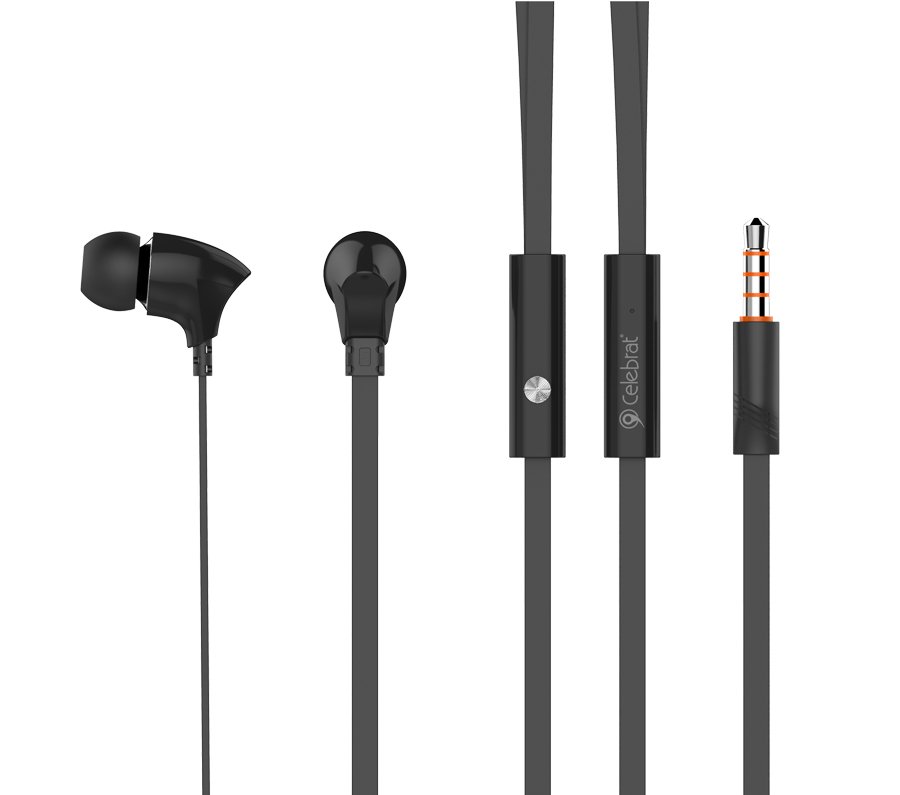 CELEBRAT earphones με μικρόφωνο , 3.5mm σύνδεση, Φ10mm, 1.2m, μαύρα 992