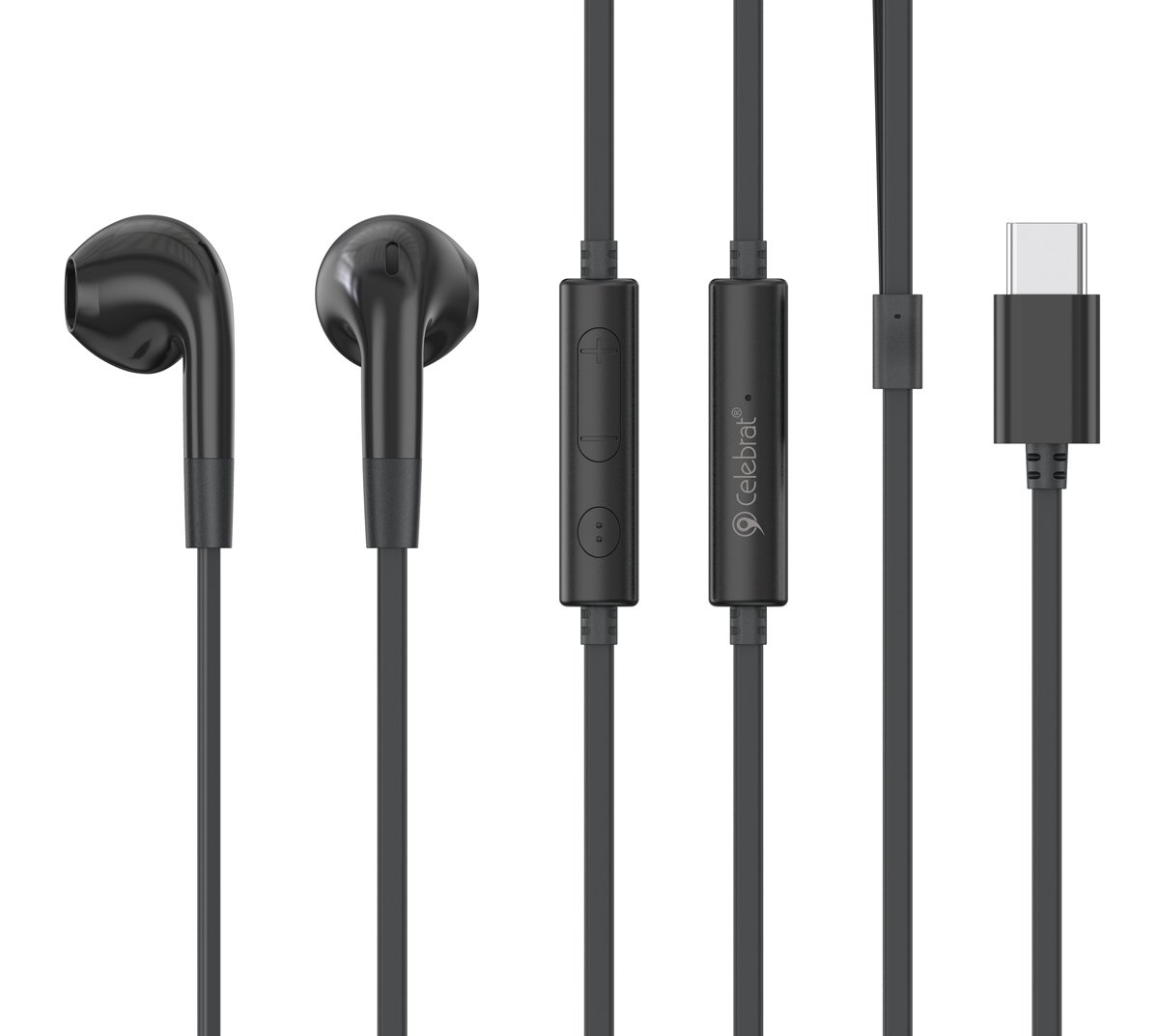 CELEBRAT earphones με μικρόφωνο G39, USB-C σύνδεση, 14mm, 1.2m, μαύρα
