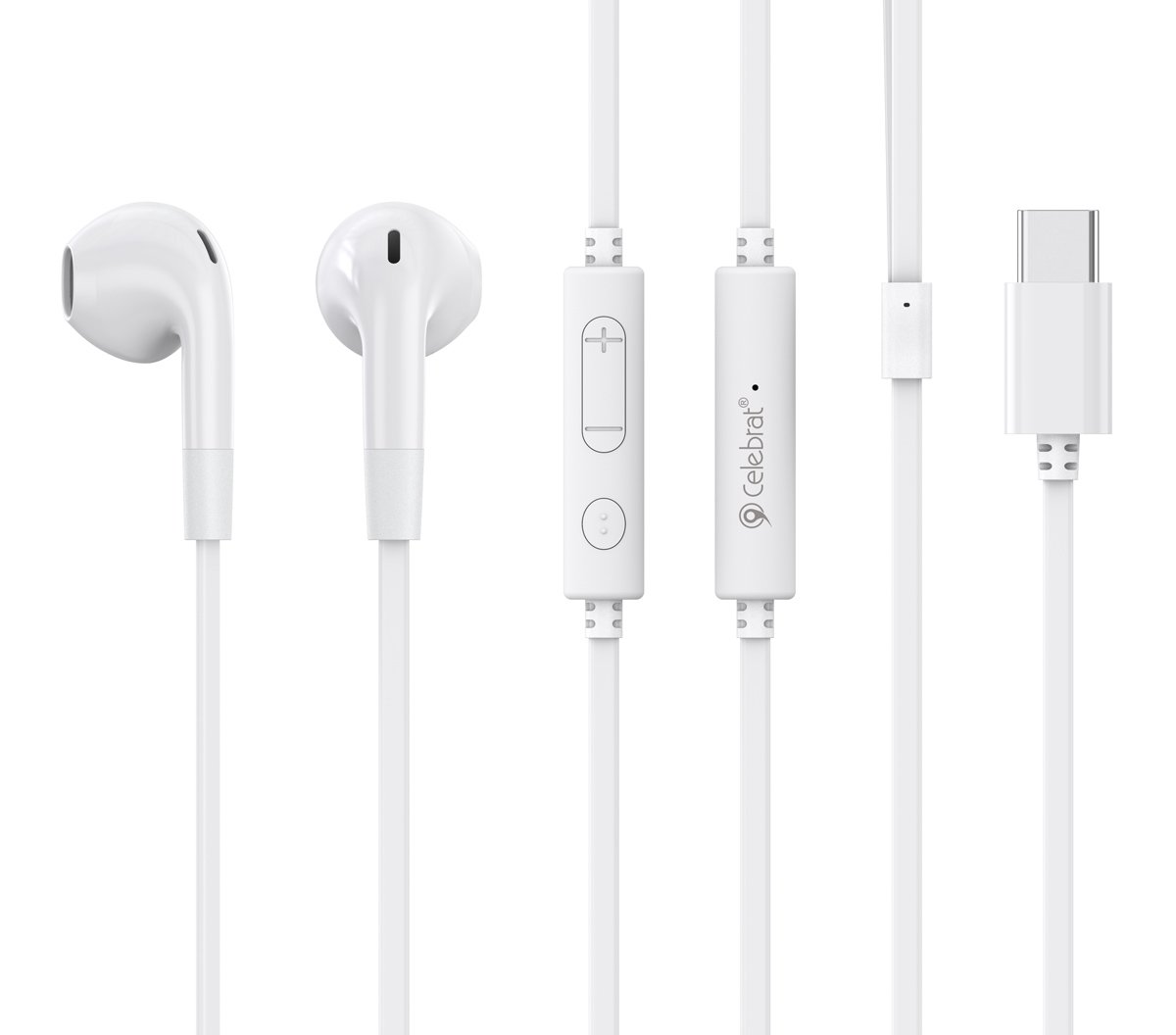 CELEBRAT earphones με μικρόφωνο G39, USB-C σύνδεση, 14mm, 1.2m, λευκά