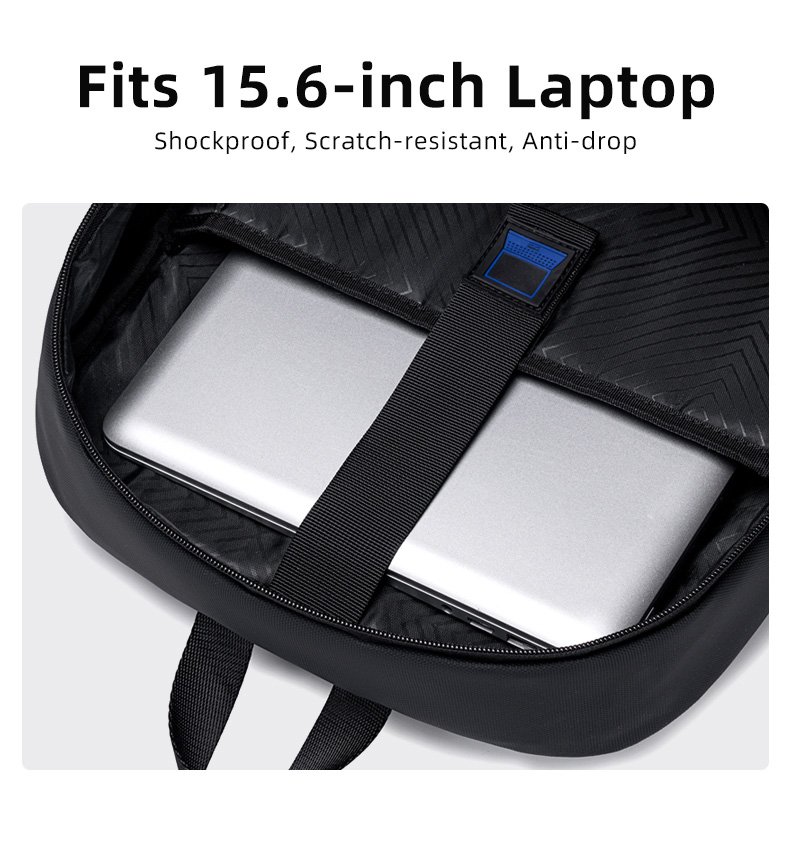 GOLDEN WOLF τσάντα πλάτης GB00705 με θήκη laptop 15.6", 17L, μαύρη - Image 3