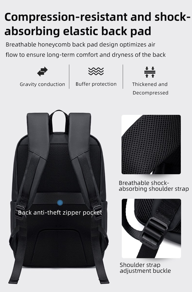 GOLDEN WOLF τσάντα πλάτης GB00705 με θήκη laptop 15.6", 17L, μαύρη - Image 6