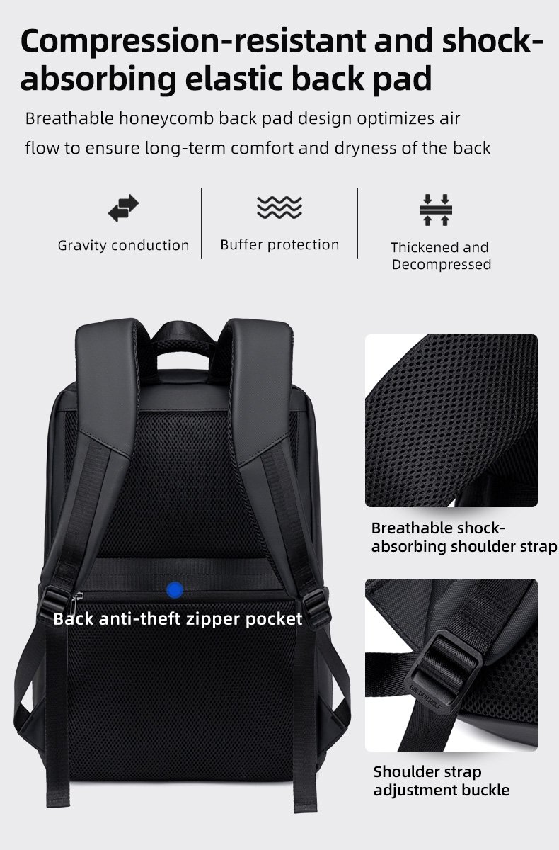 GOLDEN WOLF τσάντα πλάτης GB00707 με θήκη laptop 15.6", 21L, μαύρη - Image 6