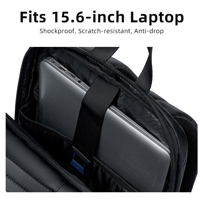 GOLDEN WOLF τσάντα πλάτης GB00731 με θήκη laptop 15.6", 17L, μαύρη - Image 4