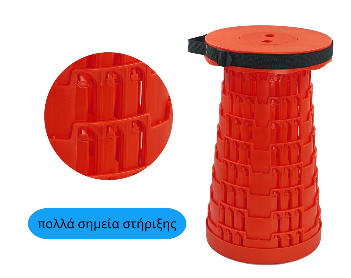 POWERTECH πτυσσόμενο καρεκλάκι HUH-0233, αντοχή έως 250kg, 25.5x45cm, κόκκινο - Image 4