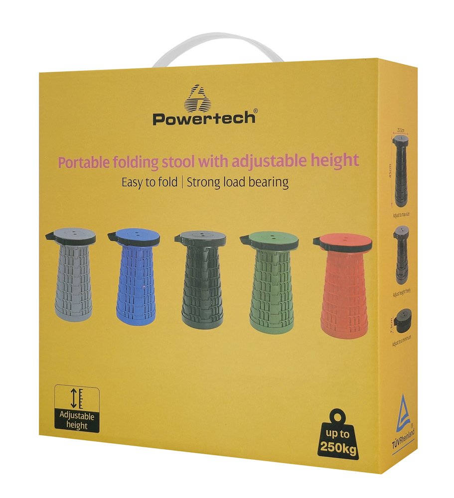 POWERTECH πτυσσόμενο καρεκλάκι HUH-0233, αντοχή έως 250kg, 25.5x45cm, κόκκινο - Image 8