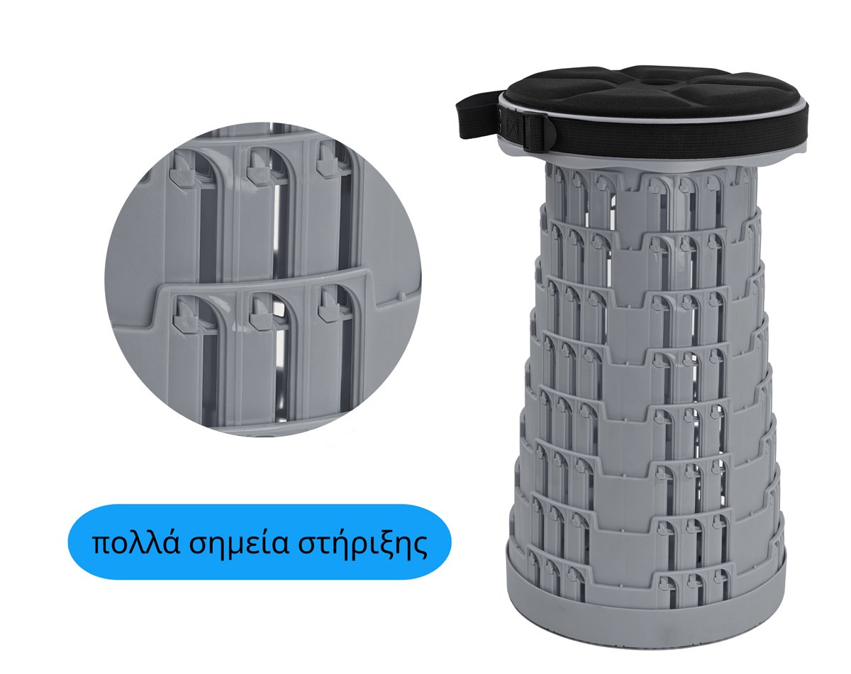 HOME USE πτυσσόμενο καρεκλάκι HUH-0236 με μαξιλάρι, αντοχή έως 250kg, 25.5x45cm, γκρι - Image 4