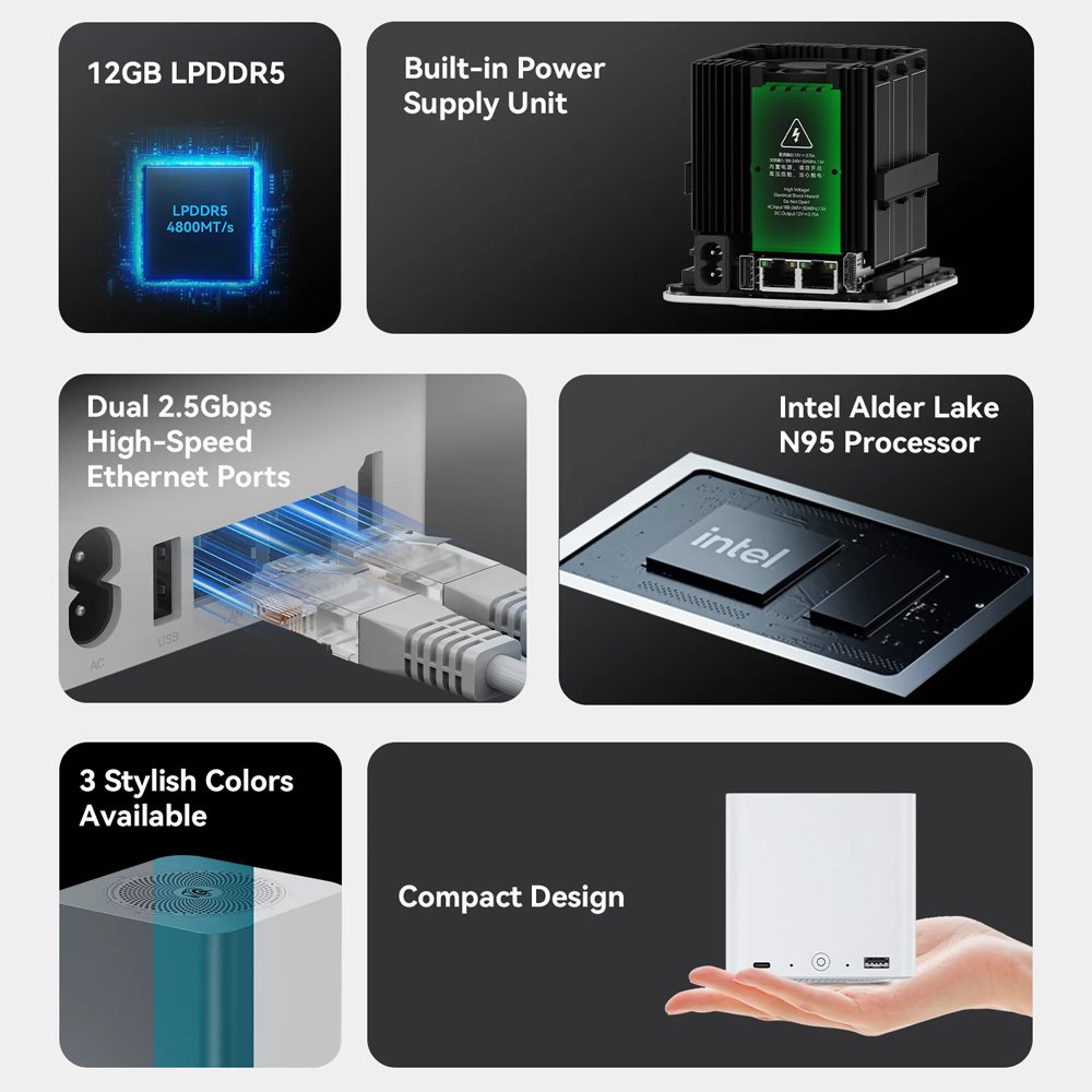 mini PC/NAS ME Mini me 6x theseis M.2, Intel N95, 12GB, 1TB M.2, Windows 11 Home Mini PC 7