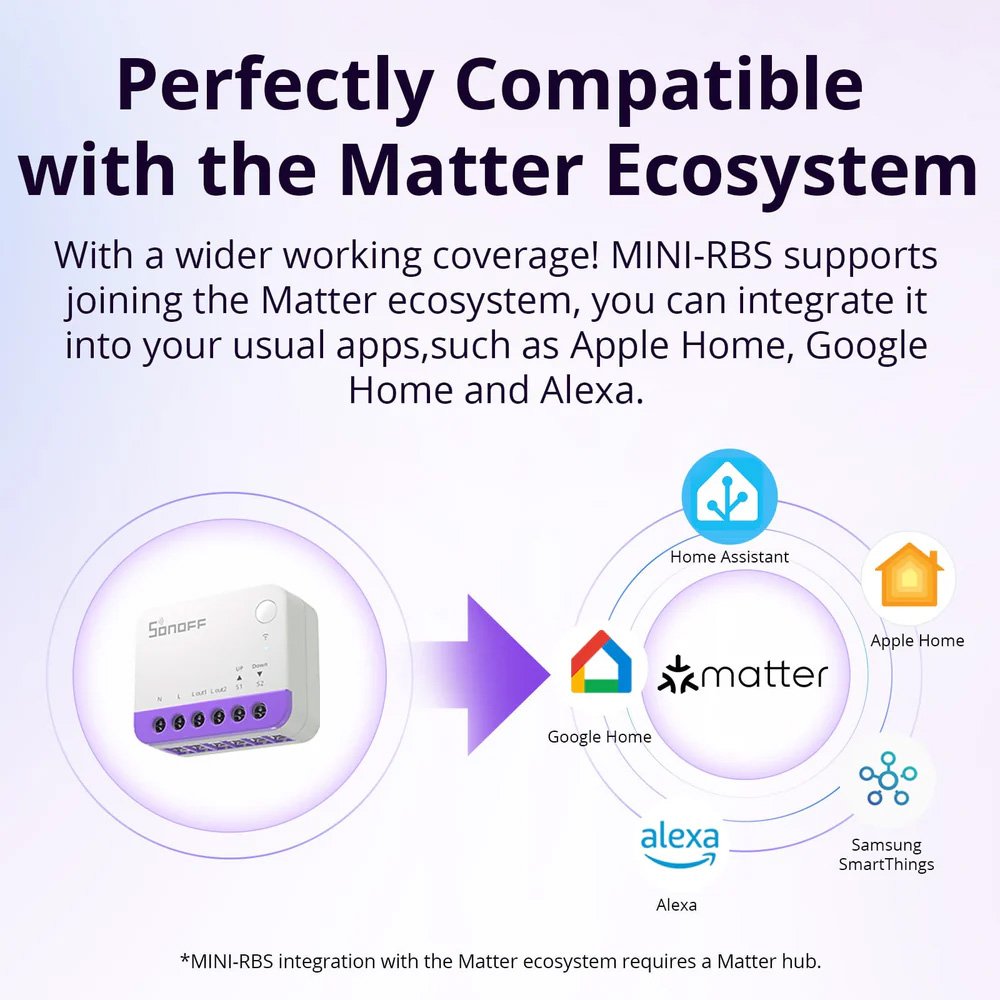 SONOFF smart διακόπτης MINI-RBS για μηχανισμό κουρτινών, WiFi, συμβατός με Matter, λευκός - Image 6