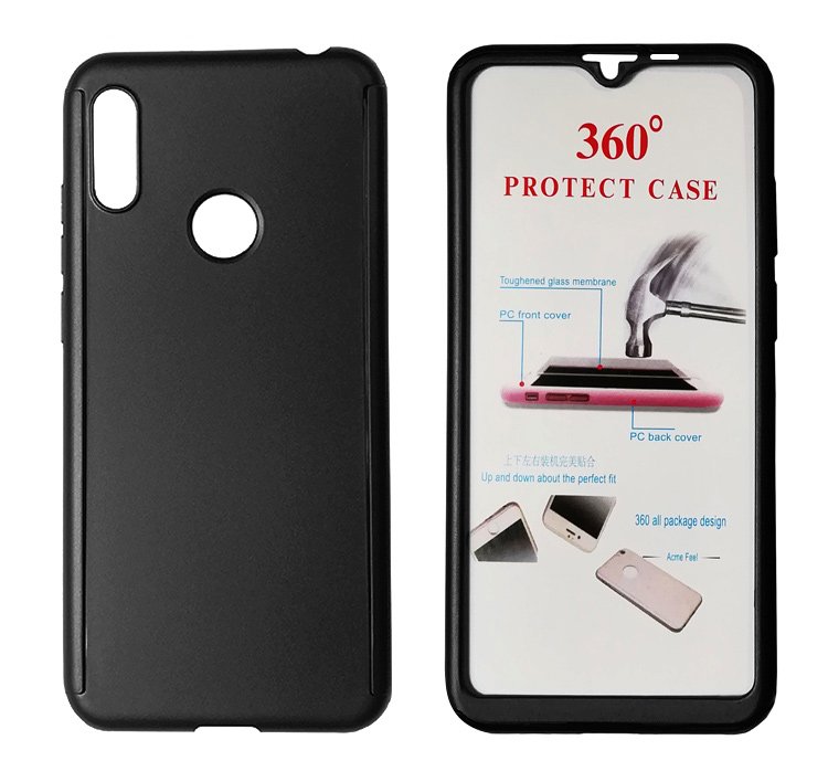 POWERTECH Θήκη Body 360° με Tempered Glass για Huawei Y6/Pro 2019, μαύρη 1345