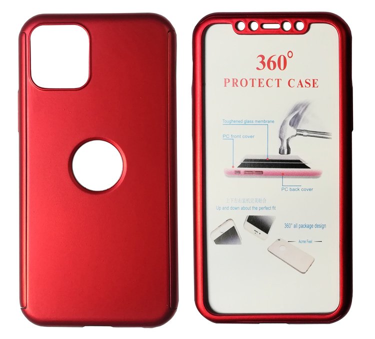 POWERTECH Θήκη Body 360° με Tempered Glass για iPhone 11 Pro, κόκκινη 1346