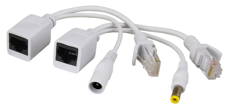 PULSAR σετ μετατροπείς PoE τύπου RJ45 και 2.1/5.5 , λευκό 2699