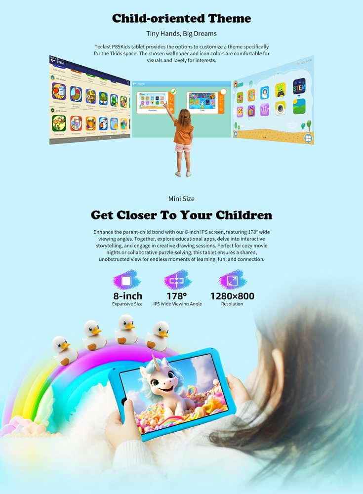 tablet Kids, 8", 3/64GB, Android 15, 5000mAh, roz 8