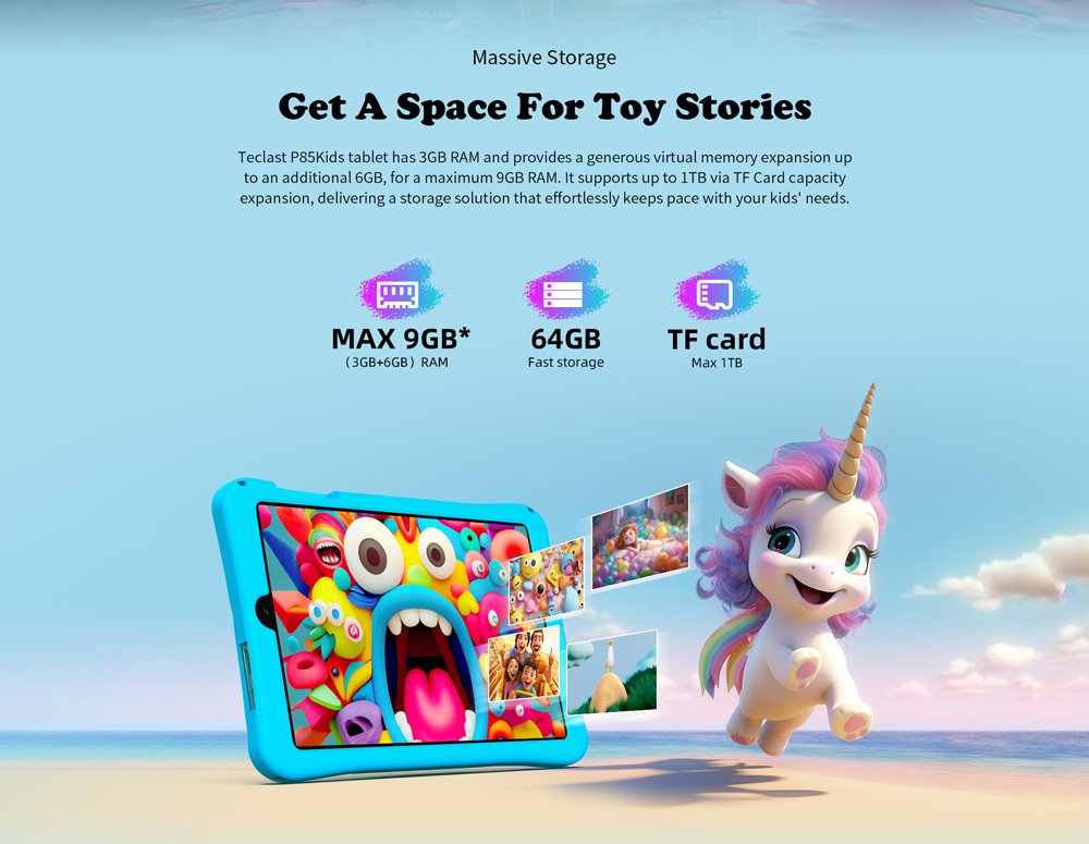 tablet Kids, 8", 3/64GB, Android 15, 5000mAh, roz 8