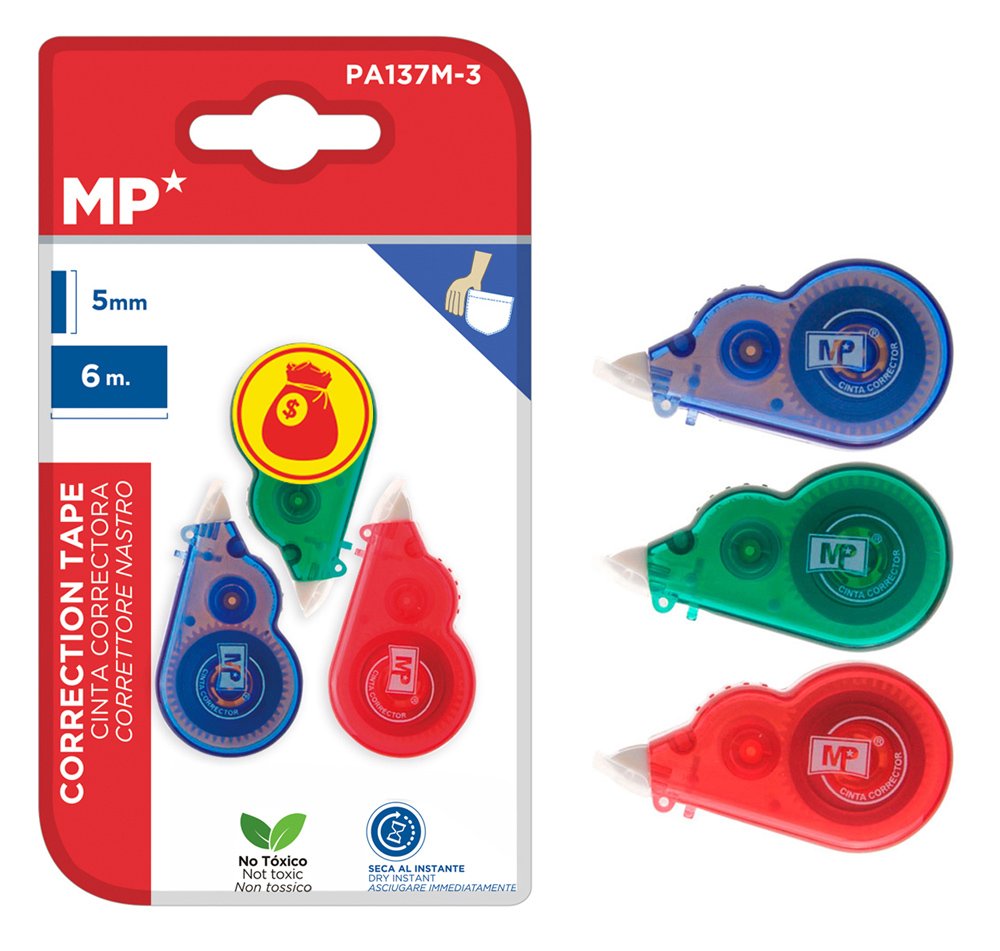 set diorthotiki tainia, 5mm x 6m, mple/prasini/kokkini, 3tmch Diorthotiko 1