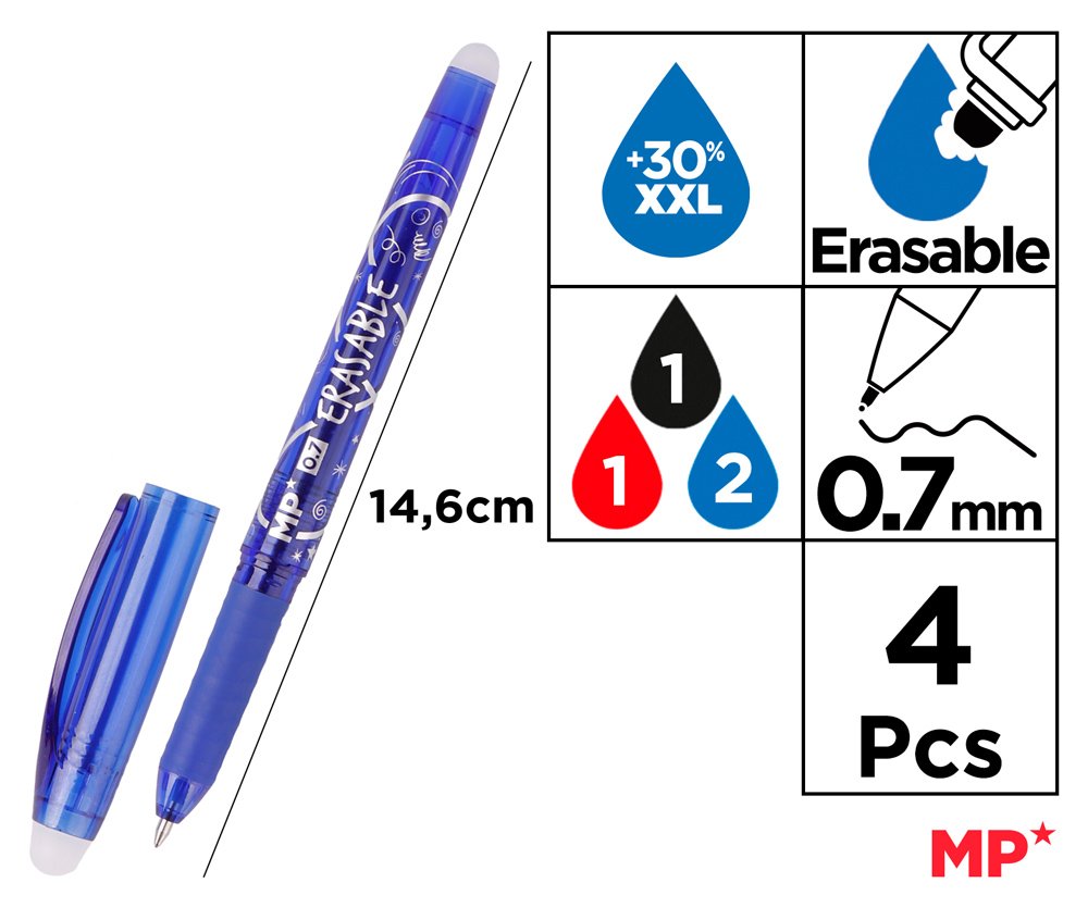 set stylo diarkeias, erasable, 0.7mm, diafora chromata, 4tmch Stylo 2