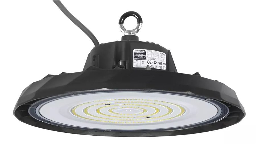 LED fotistiko kampana, 100W, 6500K, F30x11cm, IP65, mayro Ensomatomeno LED