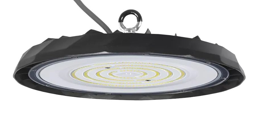LED fotistiko kampana, 100W, 6500K, F30x4cm, IP65, mayro Ensomatomeno LED