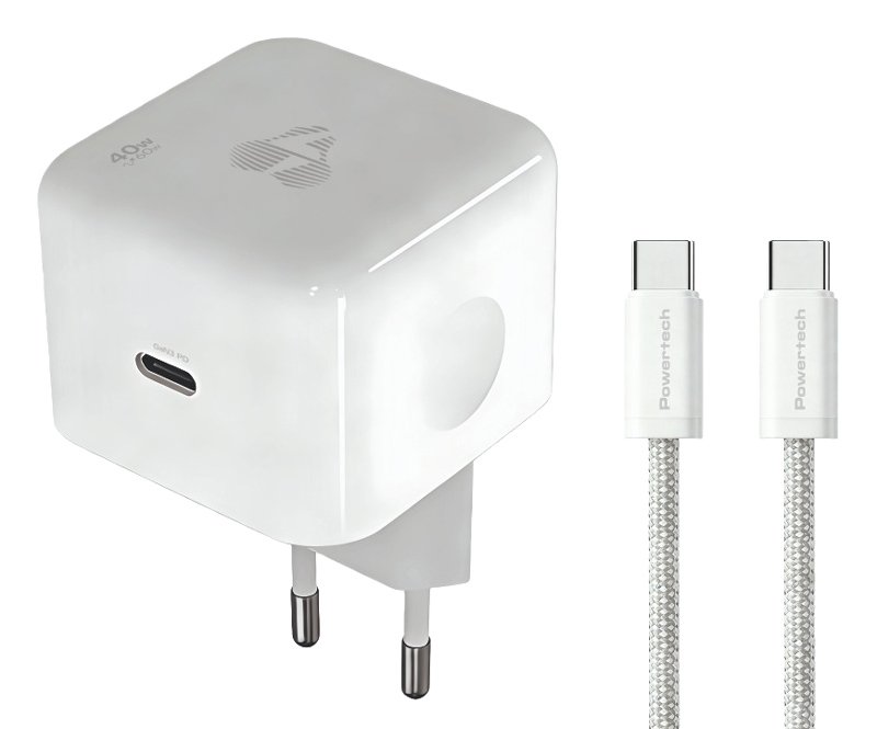 fortistis toichoy me kalodio, USB-C, 40 eos 60W, GaN, AVS, leykos 1