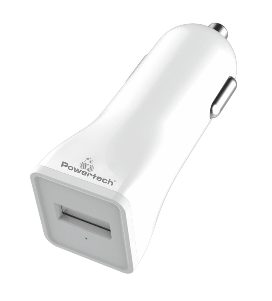 POWERTECH φορτιστής αυτοκινήτου , USB, 1A, λευκός 1188