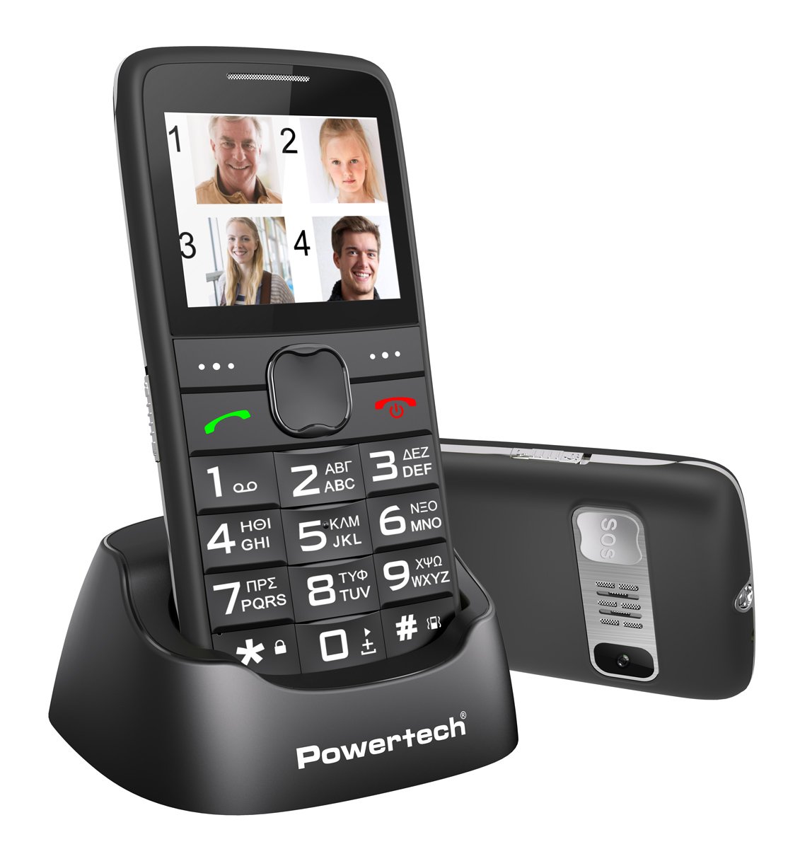 POWERTECH κινητό τηλέφωνο Sentry Eco V2, dual SIM, πλήκτρο SOS, μαύρο 1312