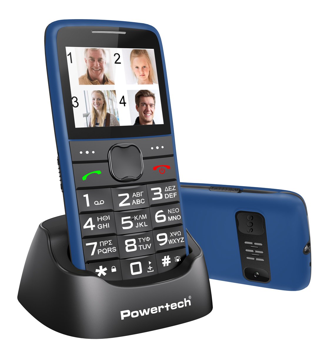 POWERTECH κινητό τηλέφωνο Sentry Eco V2, dual SIM, πλήκτρο SOS, μπλε 2042