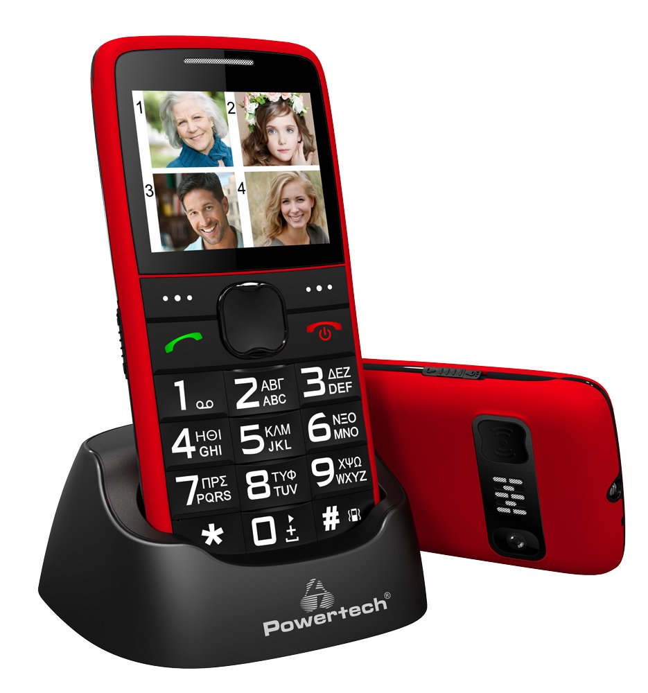 POWERTECH Κινητό Τηλέφωνο Sentry Eco , SOS Call, με φακό, κόκκινο 2043
