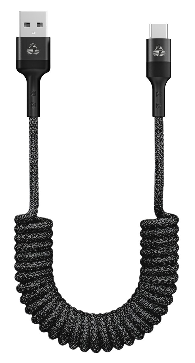 POWERTECH καλώδιο USB-C σε USB PTR-0197 με spiral καλώδιο, PD 60W, 480Mbps, 1m, μαύρο