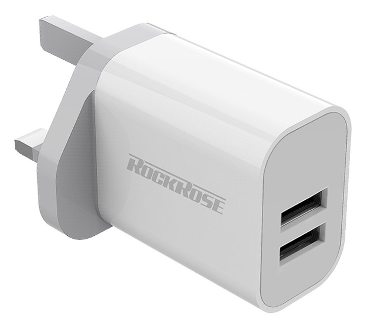 OCKOSE φορτιστής τοίχου για πρίζα UK Casa A2, 2x USB, 2.4A 12W, λευκός 1960