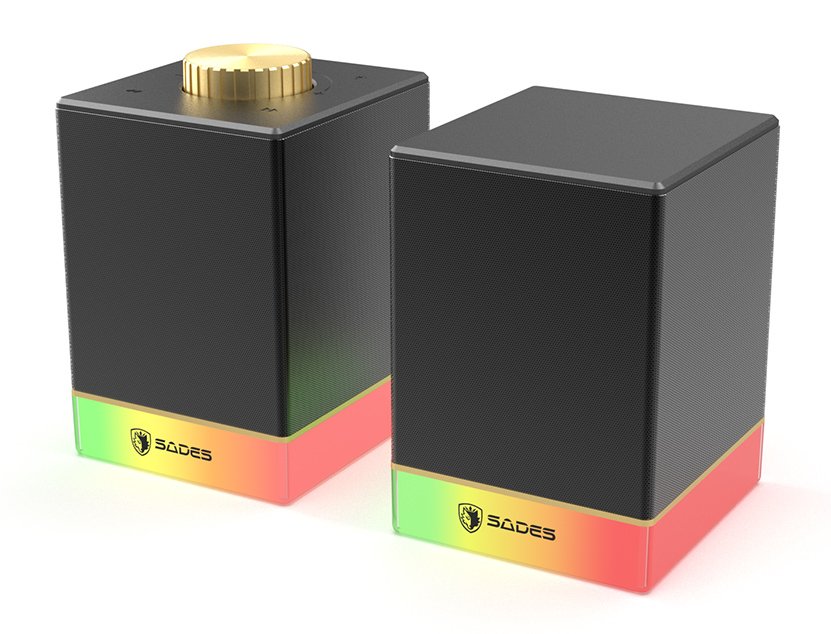 gaming icheia Dionsyn me RGB fotismo, 2x 5W, Bluetooth & USB-C/USB, mayra Όchi 1