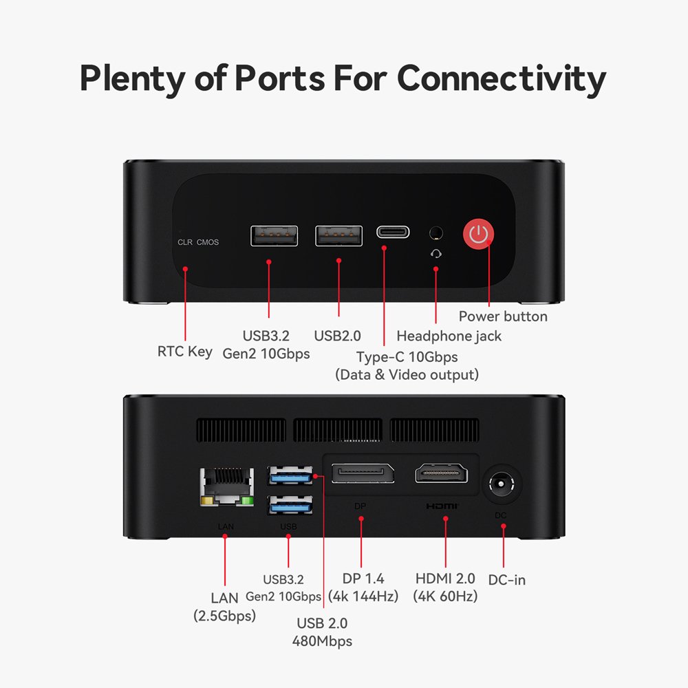 mini PC SER5 Max, AMD 7735HS, 24GB, 500GB M.2, Windows 11 Pro Mini PC 3