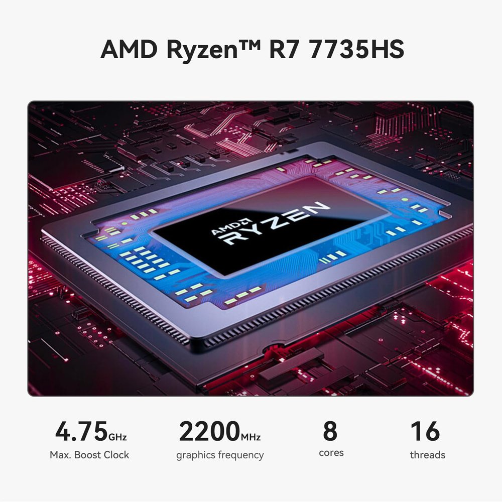 mini PC SER5 Max, AMD 7735HS, 24GB, 500GB M.2, Windows 11 Pro Mini PC 6