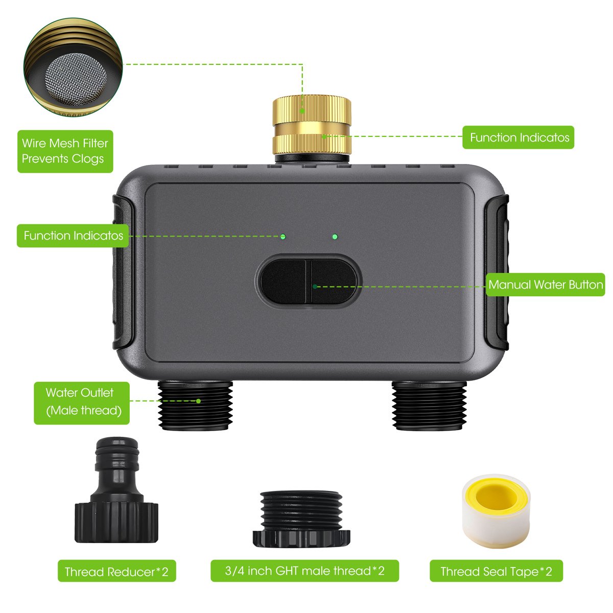 INHOCON smart προγραμματιστής ποτίσματος SGW08W, 2 θέσεων, WiFi, IP55 - Image 7
