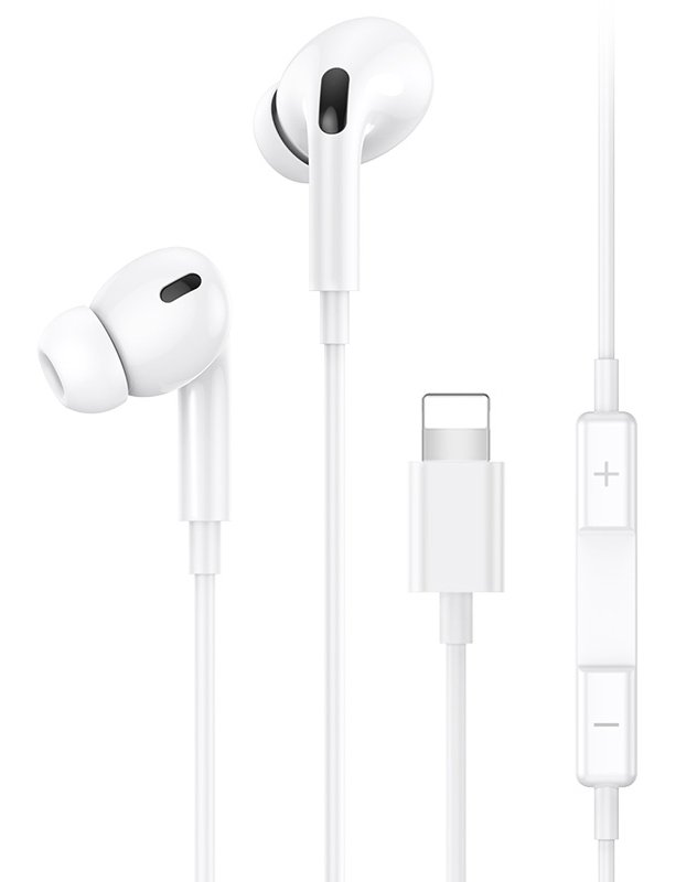 UAM earphones με μικρόφωνο EP-41, Lightning, Φ10mm, 1.2m, λευκά 1910