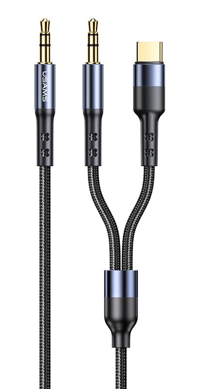 USAMS καλώδιο ήχου 3.5mm σε USB-C & 3.5mm US-, 1.2m, μαύρο 3588