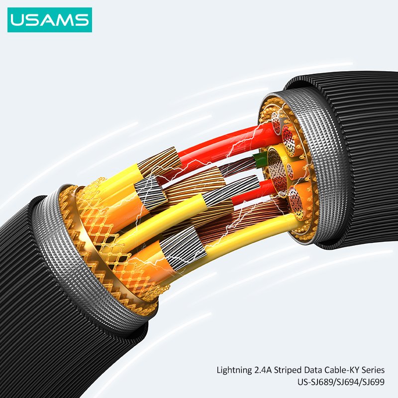 USAMS καλώδιο Lightning σε USB US-SJ694, 2.4A, 480Mbps, 2m, λευκό - Image 5