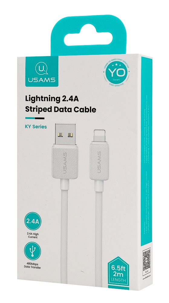 USAMS καλώδιο Lightning σε USB US-SJ694, 2.4A, 480Mbps, 2m, λευκό - Image 6