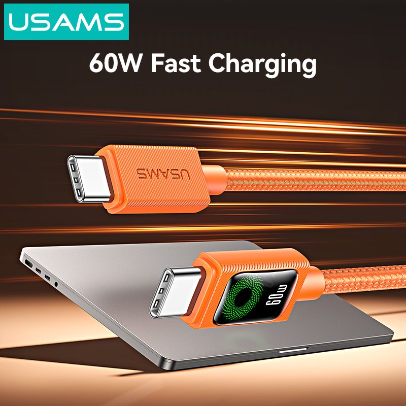 kalodio USB-C, 60W, 480Mbps, 1.2m, portokali 60 watt