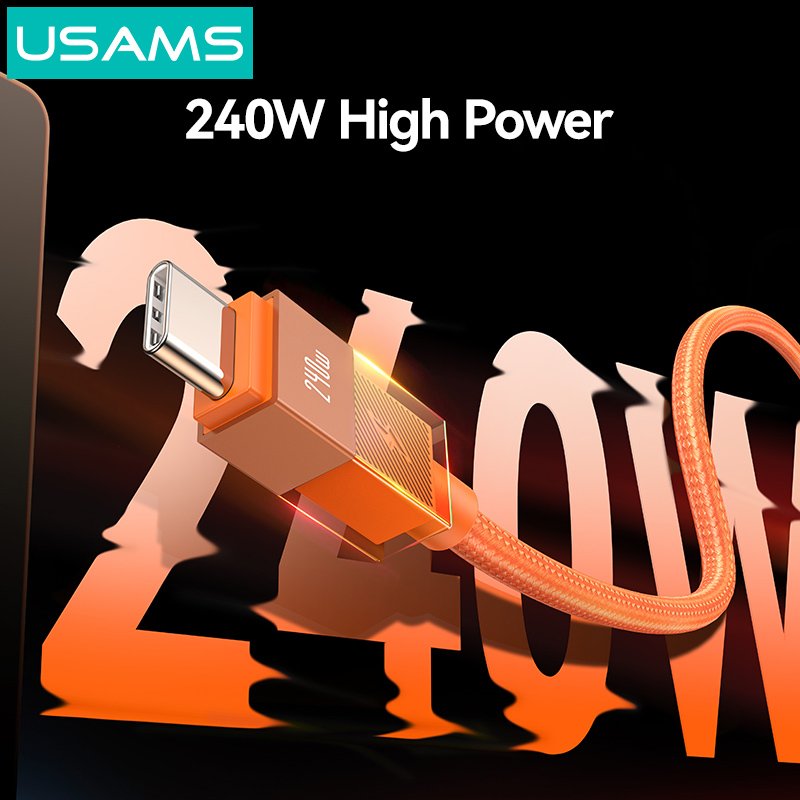 kalodio USB-C SJ775, 240W, 480Mbps, 1.2m, portokali 240 watt