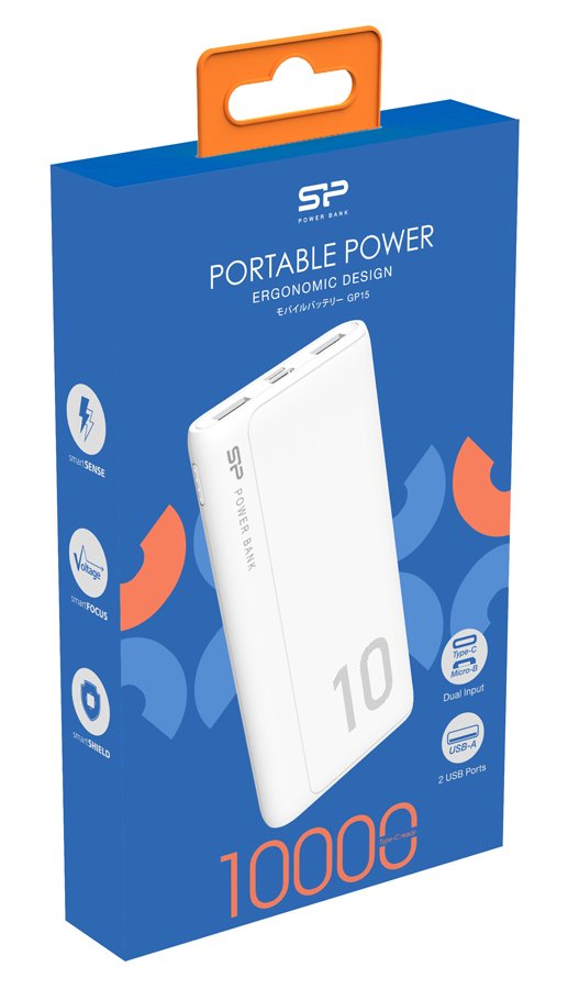 ILICON POWER power bank GP15, 10000mAh, 2x UB output, 2.1A, leyko 3278 5001 - 10000mAh