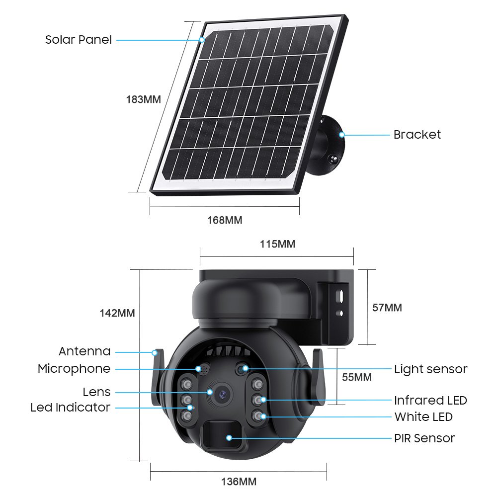 smart iliaki kamera ST-515C-3M-5W-BK, 3MP, WiFi, SD, PTZ, IP65 outdoor