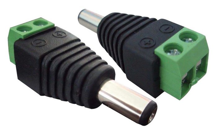 Βύσμα τροφοδοσίας DC αρσενικό , 5.5 x 2.1mm, σε κλέμα, 5 τμχ 792