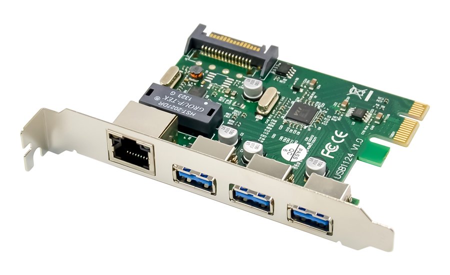 POWERTECH κάρτα επέκτασης PCIe σε USB 3.0 & GbE LAN , VL805&RTL8153 3560